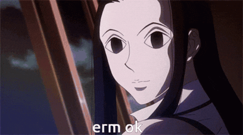 a picture of a girl with the words " erm ok " on the bottom