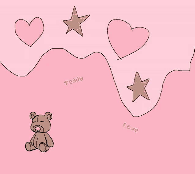 a teddy bear is sitting on a pink background
