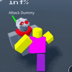 a yellow and pink robot is being attacked by a white robot in a video game