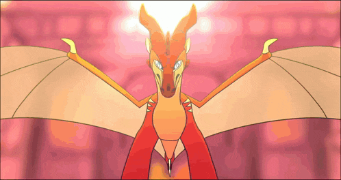 a cartoon drawing of a dragon with wings spread