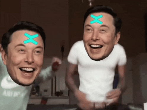 a man with a x on his forehead is smiling next to another man with a x on his forehead