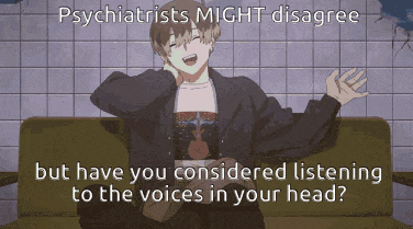 a cartoon of a man sitting on a couch with the caption " psychiatrists might disagree " on the bottom