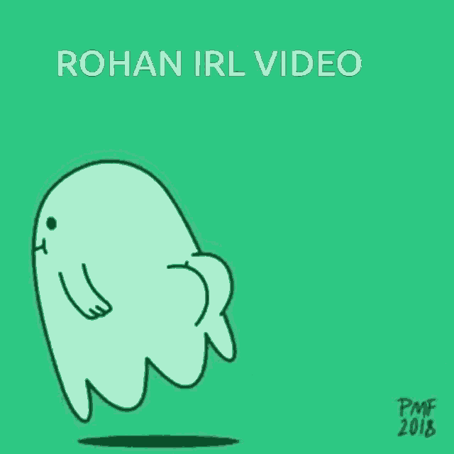 a cartoon drawing of a ghost farting with the words rohan irl video above it