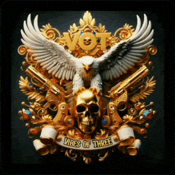 a picture of an eagle and a skull with the words " vibes of three "