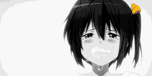 a black and white drawing of a girl crying .