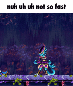 a screenshot of a video game with the words nuh uh uh not so fast below it
