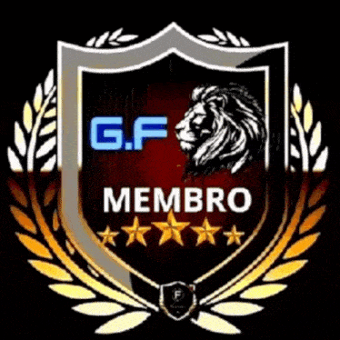 a shield with a lion and the words " gf membro " on it