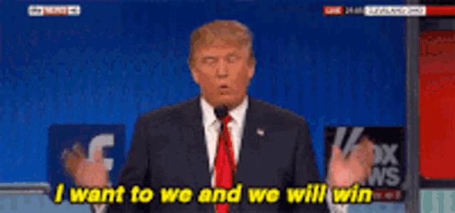 donald trump says i want to we and we will win while giving a speech