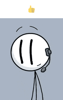 a stick figure with a headset on is giving a thumbs up .