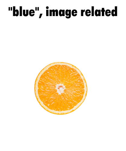 a picture of an orange with the words " blue " image related below it