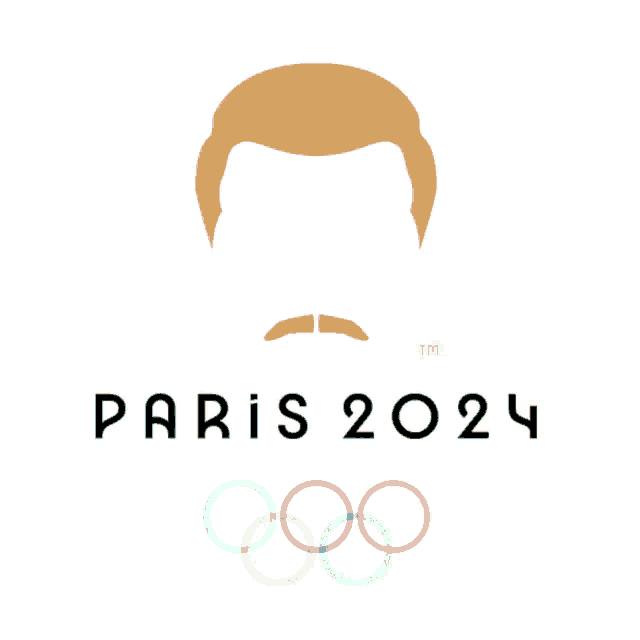 a logo for the paris 2024 olympics with a man 's head and olympic rings