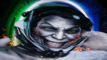 a painting of a man with a joker face painted on his face