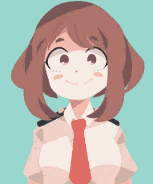a cartoon girl wearing a white shirt and red tie
