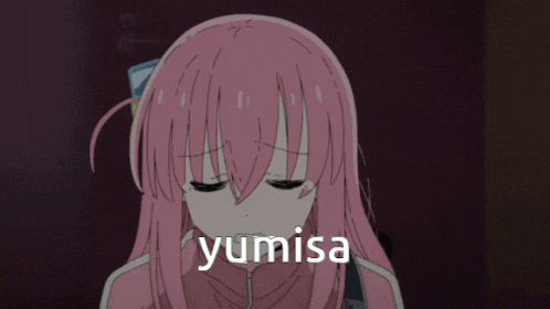 a pink anime girl with the name yumisa on the bottom right