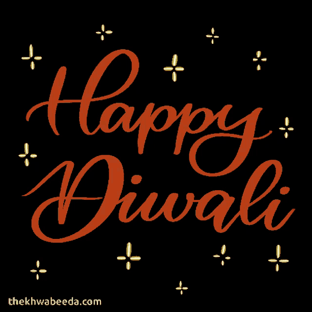 a black background with the words happy diwali in orange