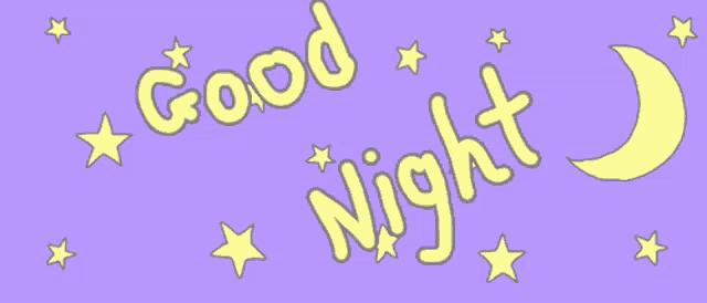 a purple background with the words good night written in yellow
