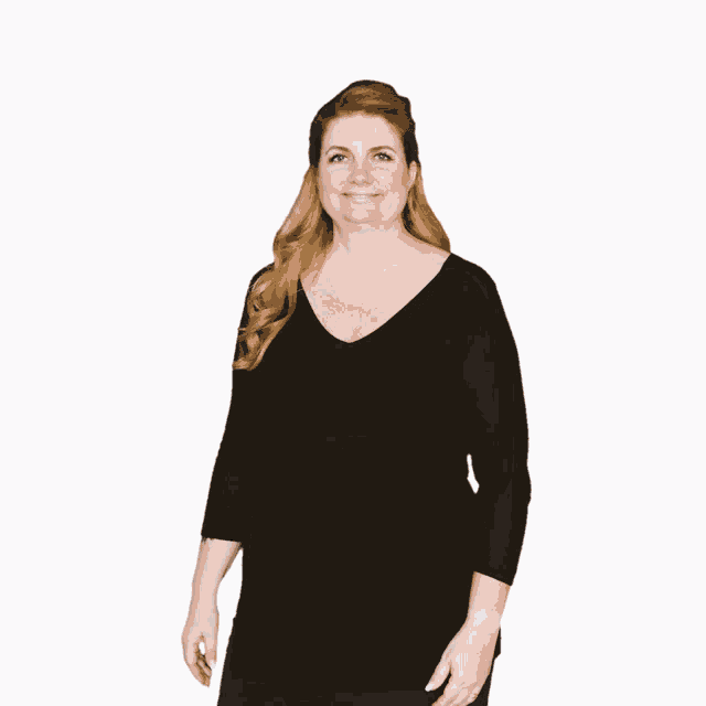 a woman in a black dress is holding a white box that says ' i love you ' on it