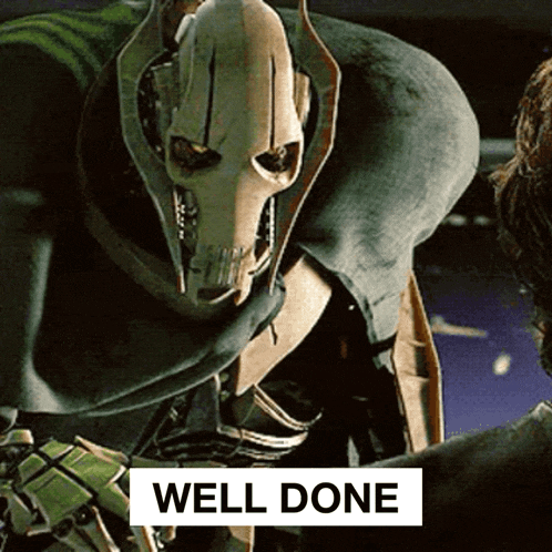 a picture of a robot with the words well done written below it