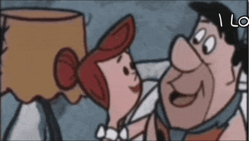a cartoon of a man and a woman with the letter l on the bottom