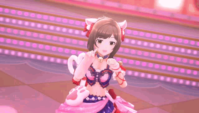 a girl in a cat costume with bells on her ears