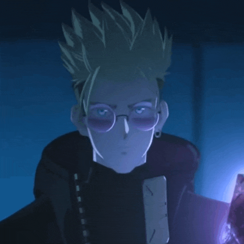 a cartoon character with glasses and a mohawk