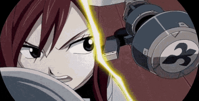 a close up of a fairy tail character with a sword