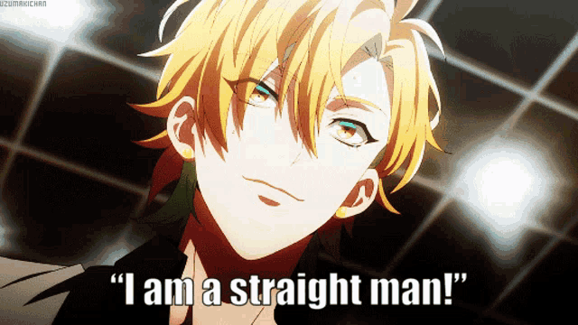 a picture of a man with the words " i am a straight man "