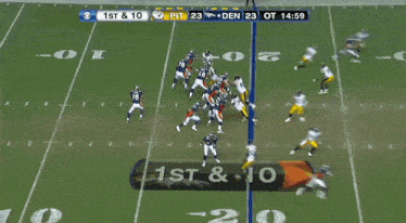 a football game between pittsburgh and den is underway