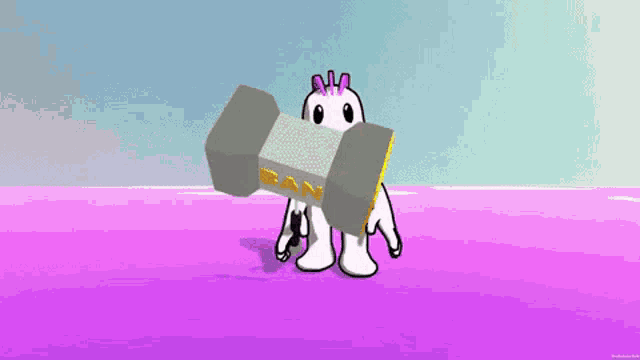 a cartoon character with a hammer on his head with the word ban written on it