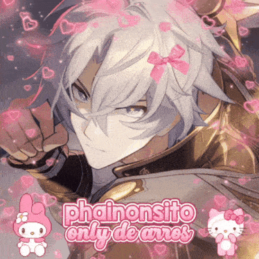 a picture of a boy with a pink bow in his hair and the words phainonsito only de arros