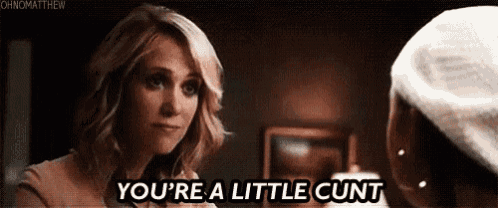 a woman is saying you 're a little cunt to another woman .