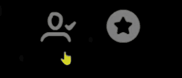 a black background with a yellow arrow pointing to a star and a circle .