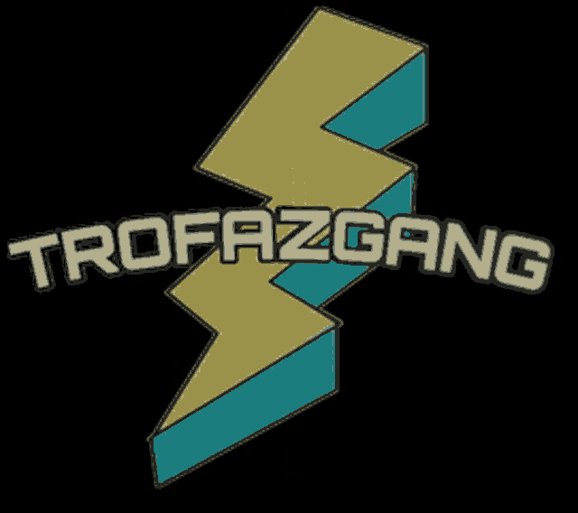 a black background with a lightning bolt and the words trofazgang