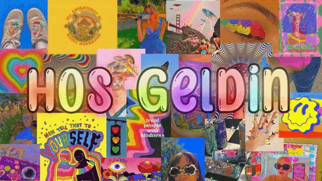 a collage of images with the words hoş geldin written in the middle