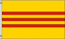 a yellow flag with red stripes on it .