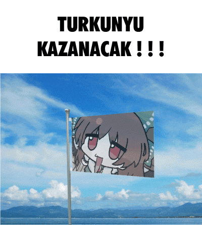 a flag with a picture of a girl on it and the words turkunyu kazanacak !!!
