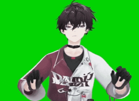 a 3d anime character is giving the peace sign with his hands .