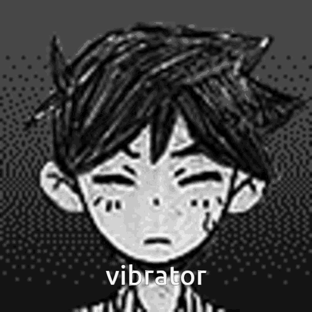 a black and white drawing of a boy with the words `` vibrator '' written on it .