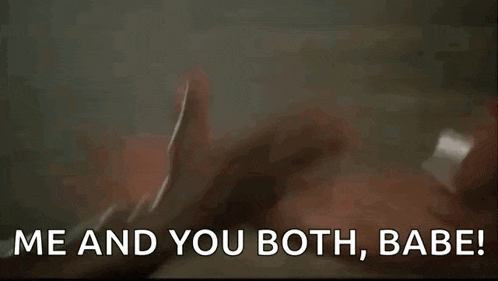two men arm wrestling with the words me and you both babe written below them