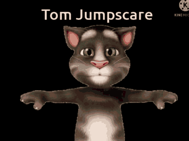 a cartoon cat with the name tom jumpscare written on it