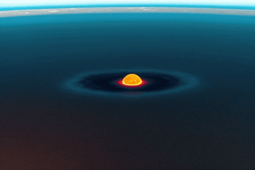 a computer generated image of a nuclear explosion in the middle of the ocean