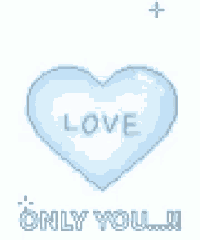a pixel art of a heart with the words `` love only you '' written on it .