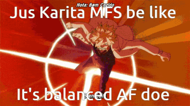 a picture of a man with the words jus carita mfs be like it 's balanced af doe