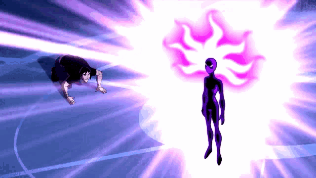 a cartoon character is being attacked by another character