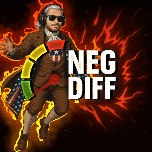 a cartoon of a man with headphones and the words neg diff behind him