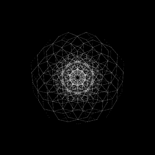 a black background with white lines and squares that looks like a spider web