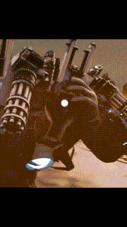 a computer generated image of a robot with a lot of guns