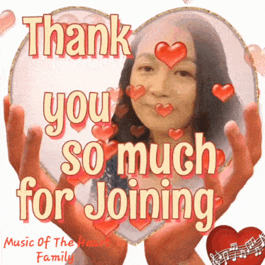 a picture of a woman with the words thank you so much for joining on it