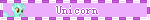 a purple and white checkered background with the word unicorn