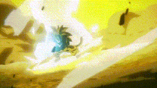 a cartoon character is flying through the air with a glowing light behind him .